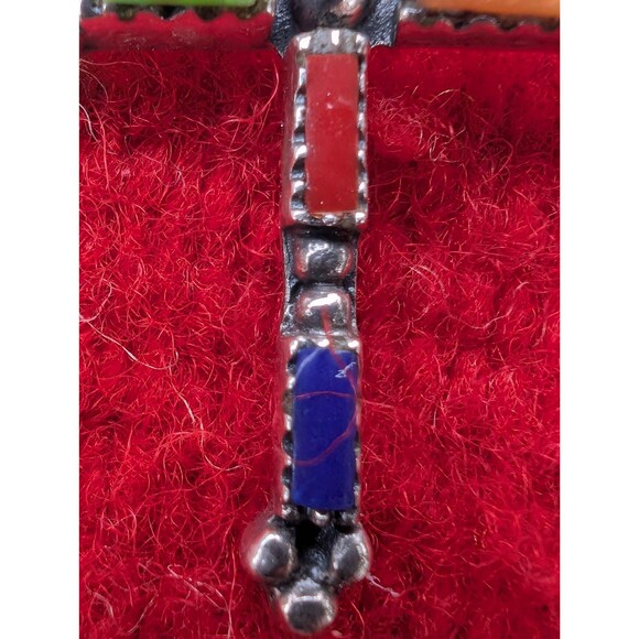 Vintage Sterling Southwestern Inlay Cross Necklace: Religious Gift - Picture 5 of 14